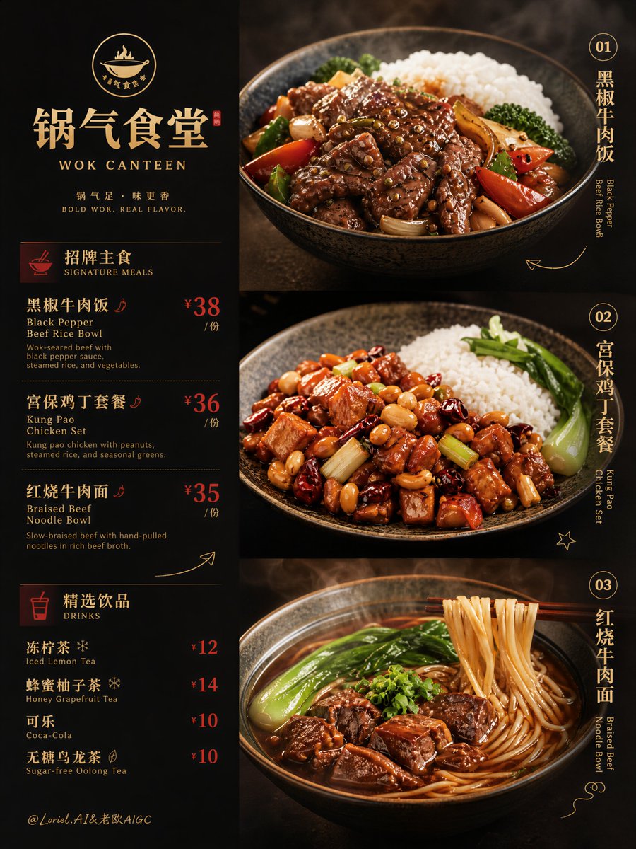 Premium Chinese Fast-Casual Menu Poster — AI result, variation 2 of 2