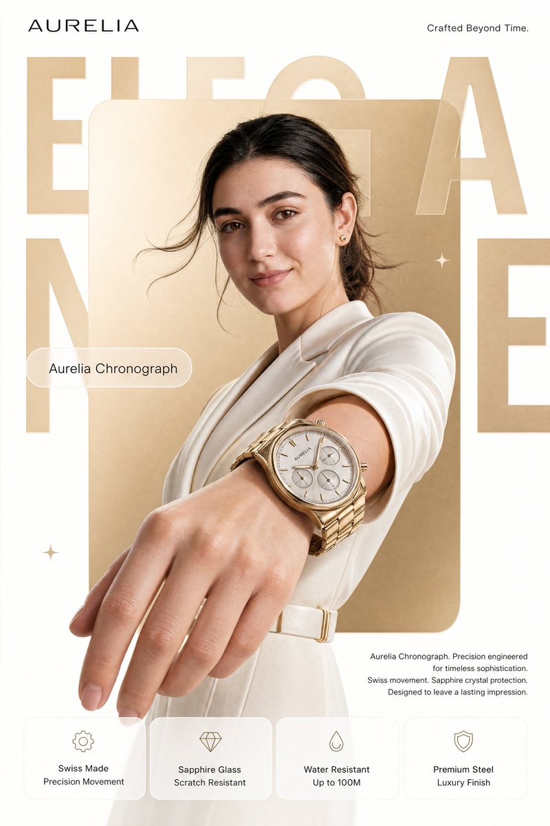 Premium Product Campaign Poster with Giant Background Type — AI result, variation 2 of 2