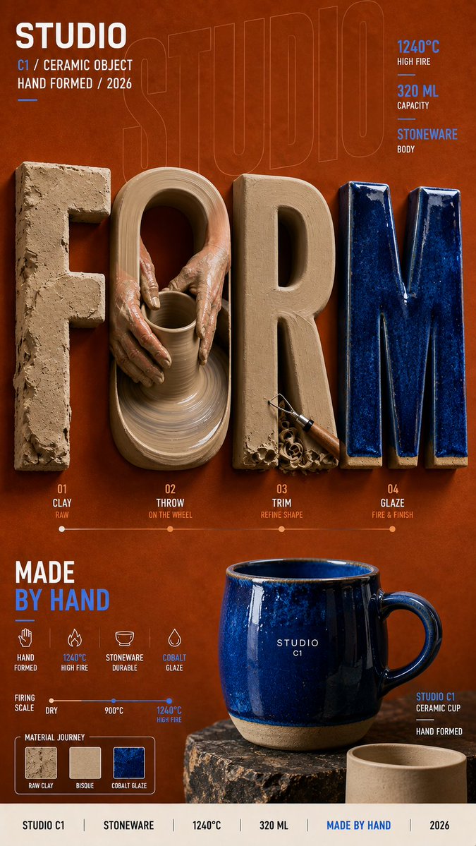 Process Typography Campaign Poster With Material Stages — AI result, variation 2 of 4