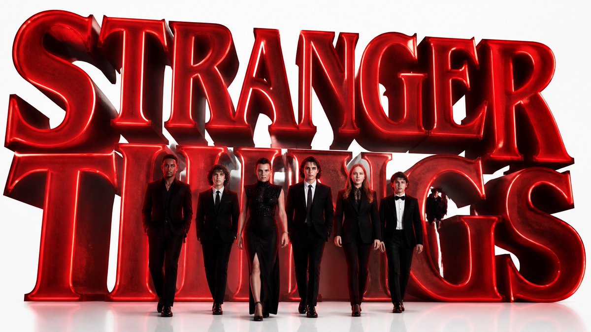 Red Block Letters Film Poster With Walking Cast — AI result, variation 3 of 4