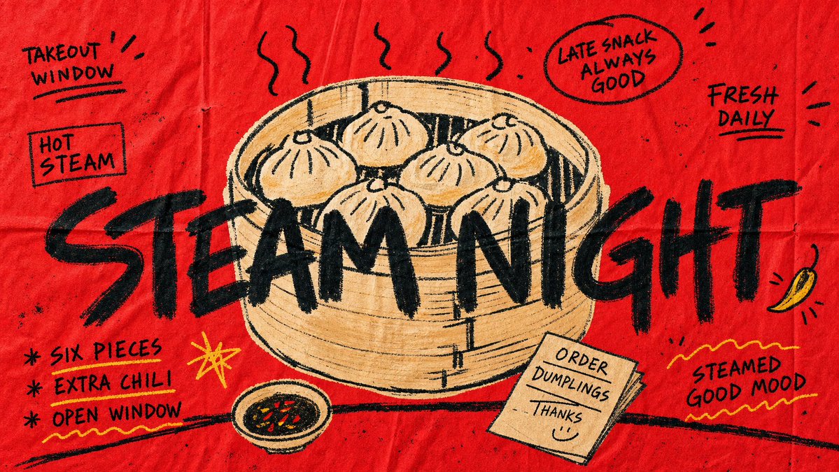 Red Fabric Market Flyer With Brush Lettering — AI result, variation 2 of 4