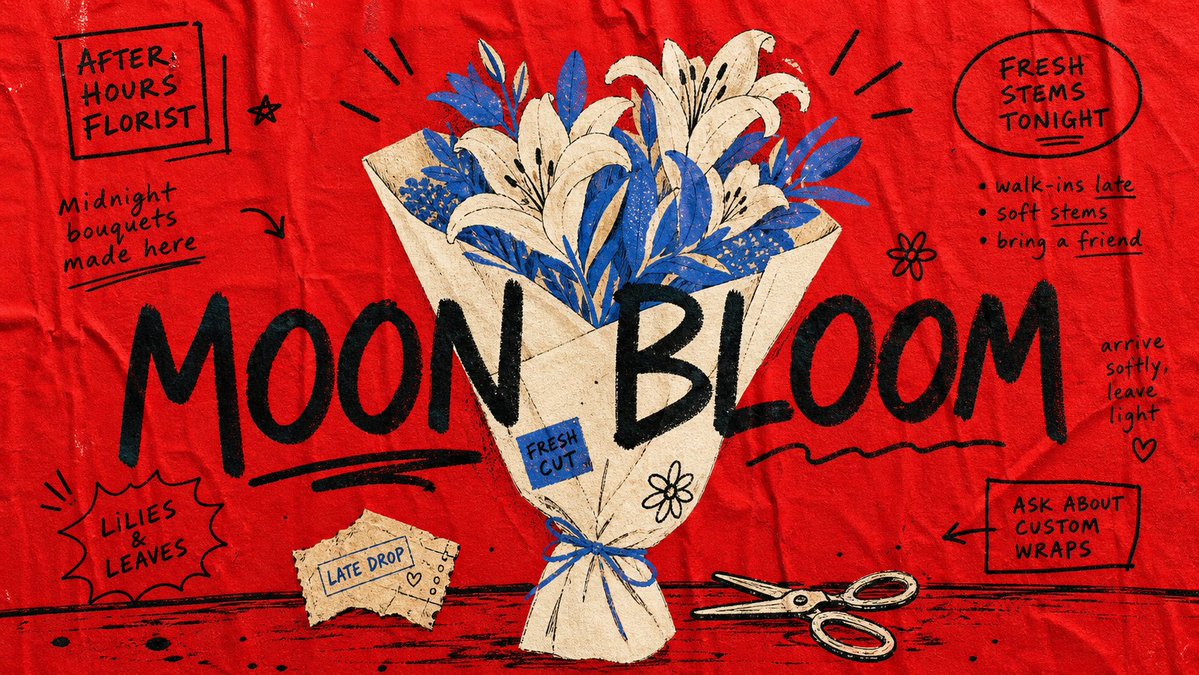 Red Fabric Market Flyer With Brush Lettering — AI result, variation 4 of 4