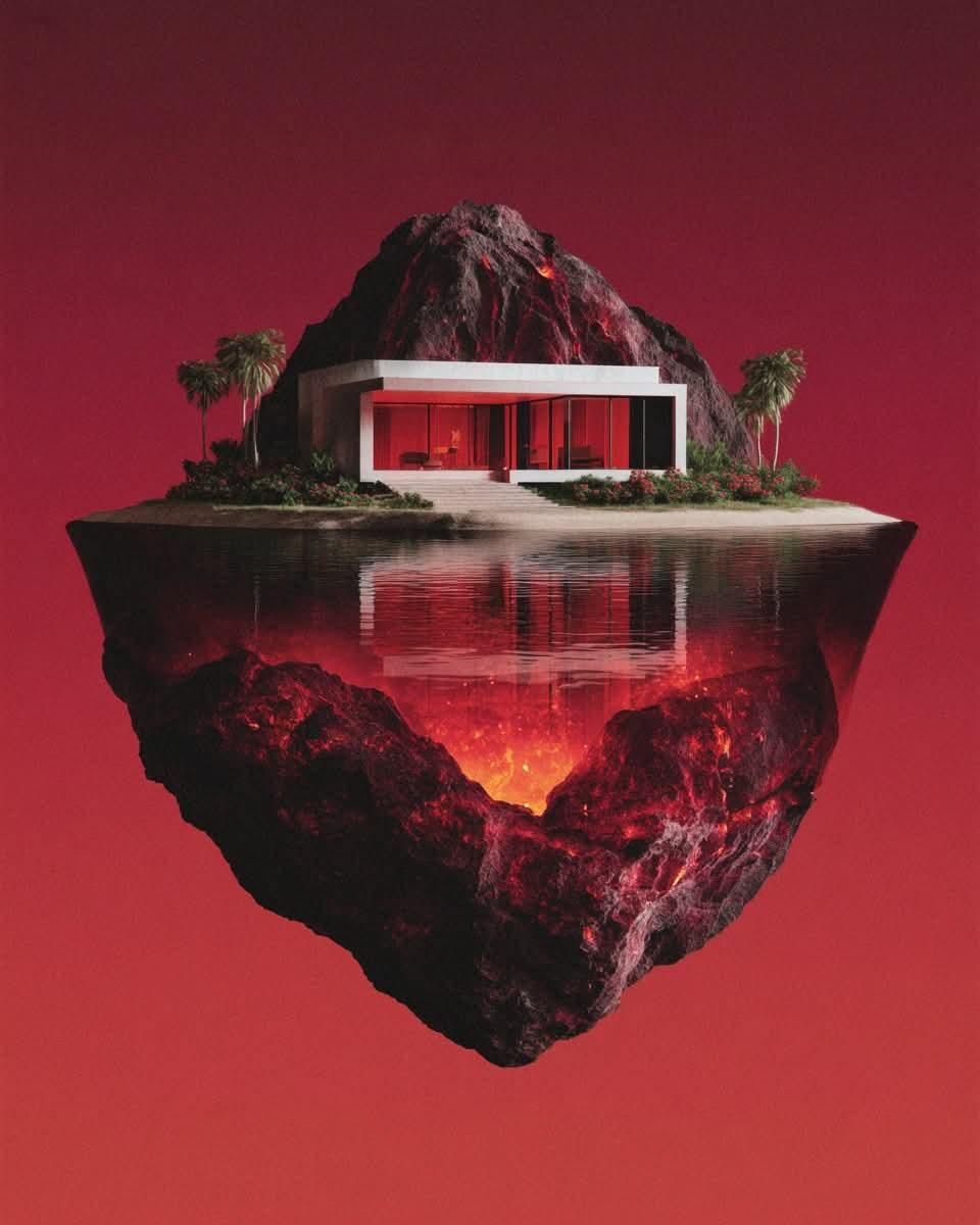 Red Monochrome Floating Subject Studio Shot — AI result, variation 3 of 4