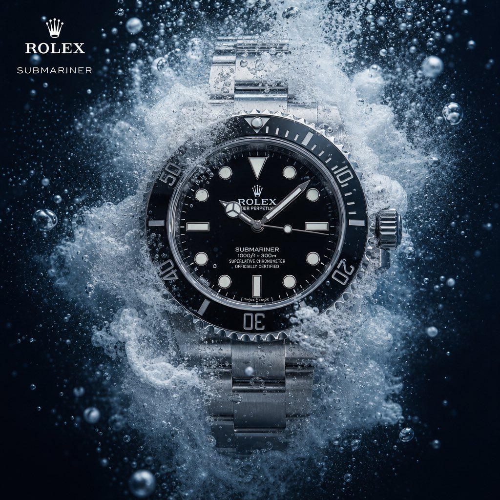 A watch campaign image in which one traditional material or design principle is swapped for a bold, unexpected alternative. The change sits at the center of…