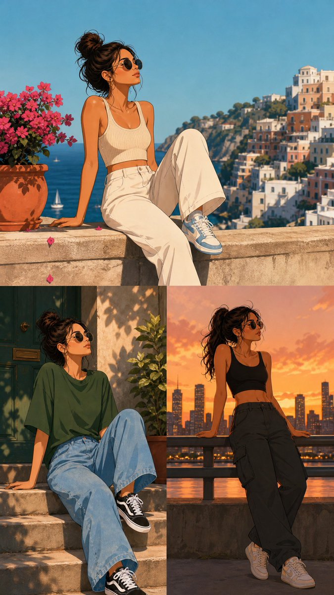 Relaxed Balcony Woman Flat Illustration — AI result, variation 2 of 2