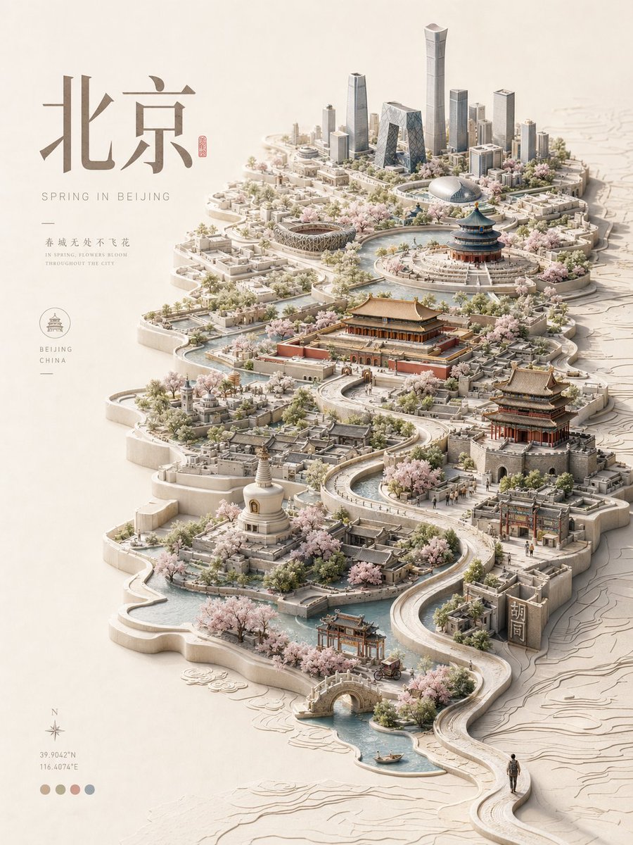 Relief City Atlas Poster With Seasonal Miniature Map — AI result, variation 4 of 4