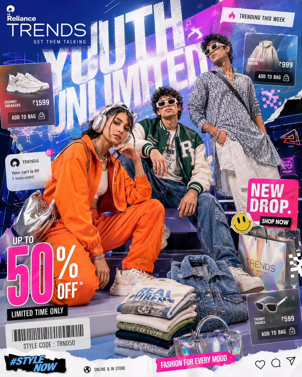 Retail Fashion Campaign Poster With Floating Apparel — AI result, variation 2 of 4