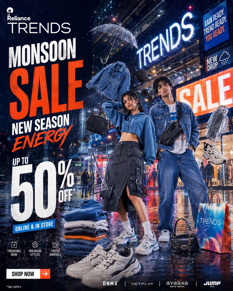 Retail Fashion Campaign Poster With Floating Apparel — AI result, variation 4 of 4