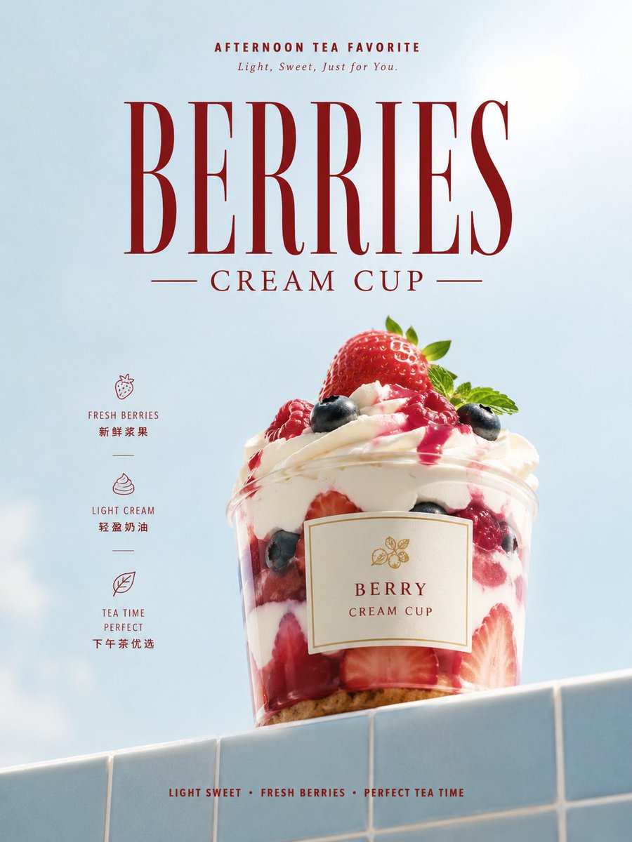 Retro Berry Dessert Cup Poster in Still Life — AI result, variation 2 of 2