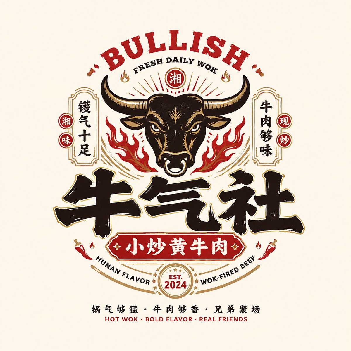 Retro Chinese Food Brand Emblem Logo Template — AI result, variation 4 of 4