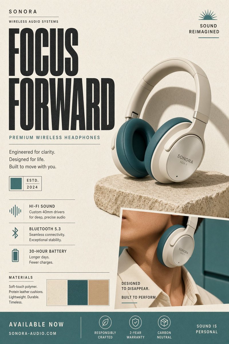 Retro Product Ad Layouts With Editorial Typography — AI result, variation 2 of 4