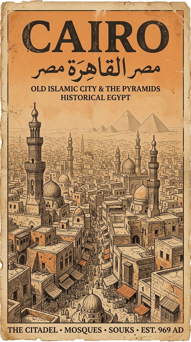 Retro Travel City Poster in Ink and Cream — AI result, variation 2 of 4