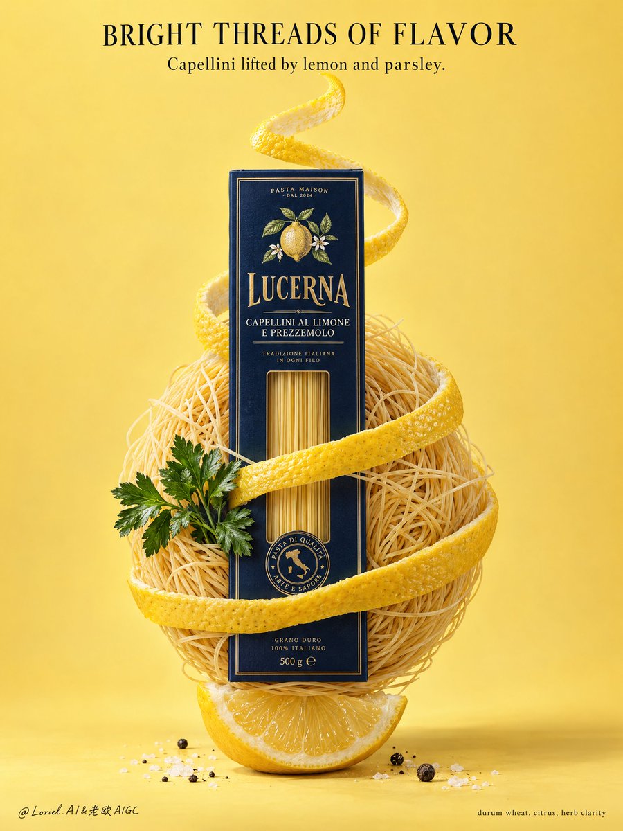 Rigatoni Box in Lemon Peel Spiral Product Poster — AI result, variation 2 of 2