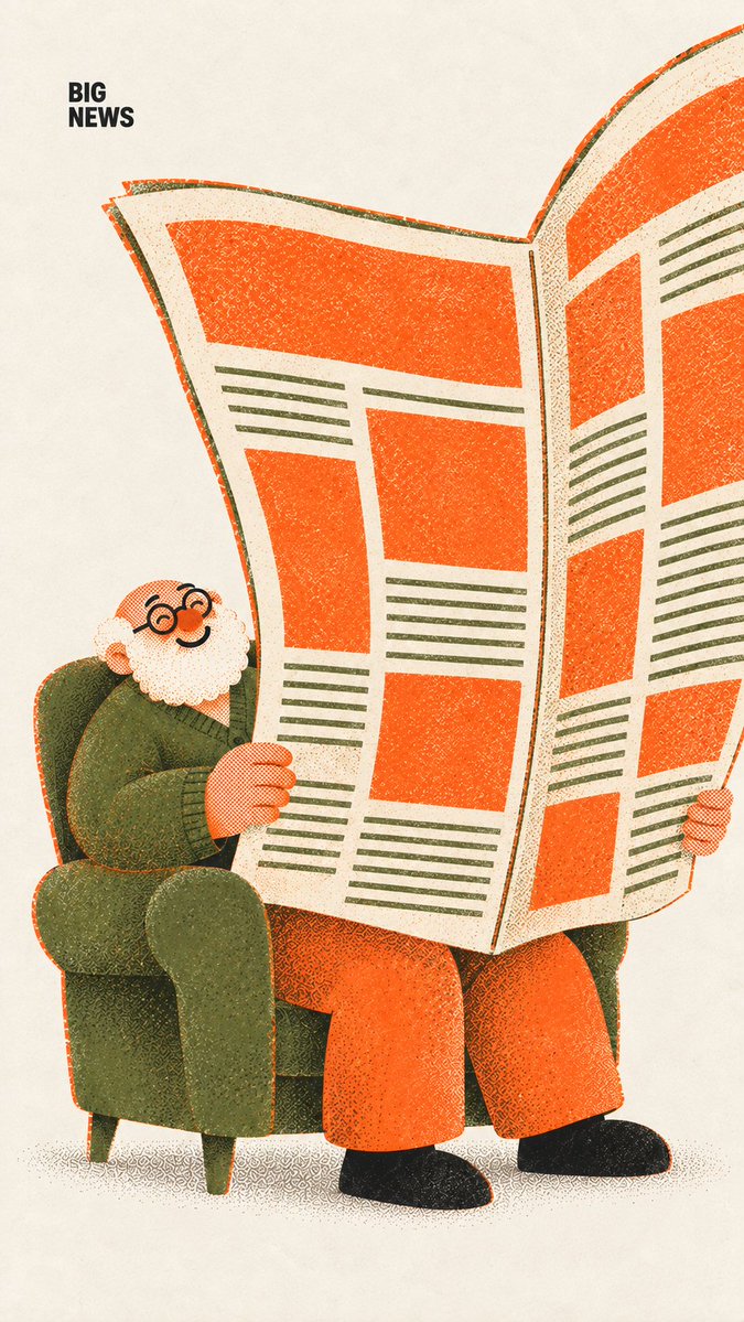 Riso Print Poster of Elderly Man With Oversized Object — AI result, variation 2 of 4