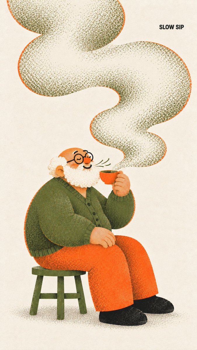 Riso Print Poster of Elderly Man With Oversized Object — AI result, variation 3 of 4