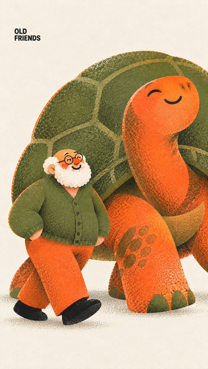 Riso Print Poster of Elderly Man With Oversized Object — AI result, variation 4 of 4