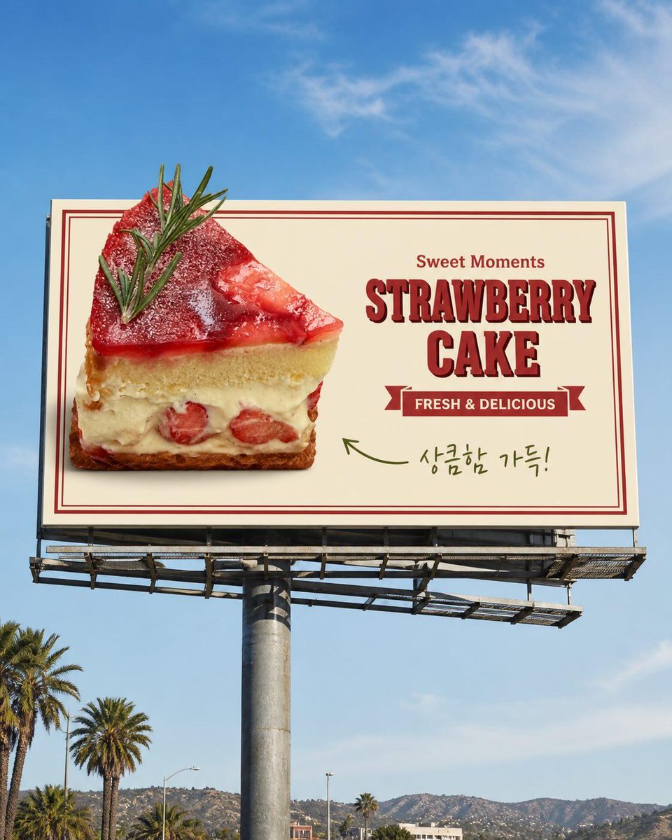 Roadside Cheesecake Billboard Photo in Daylight — AI result, variation 4 of 4