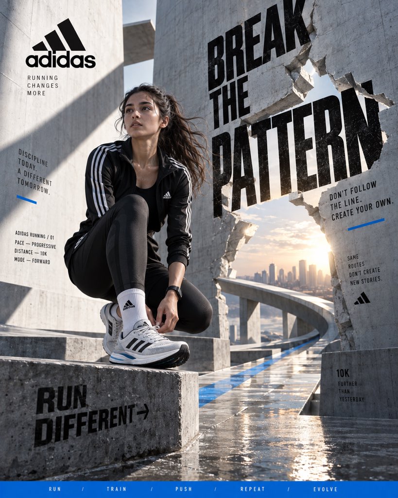 Running Athlete in Geometric Concrete Architecture Poster — AI result, variation 2 of 2
