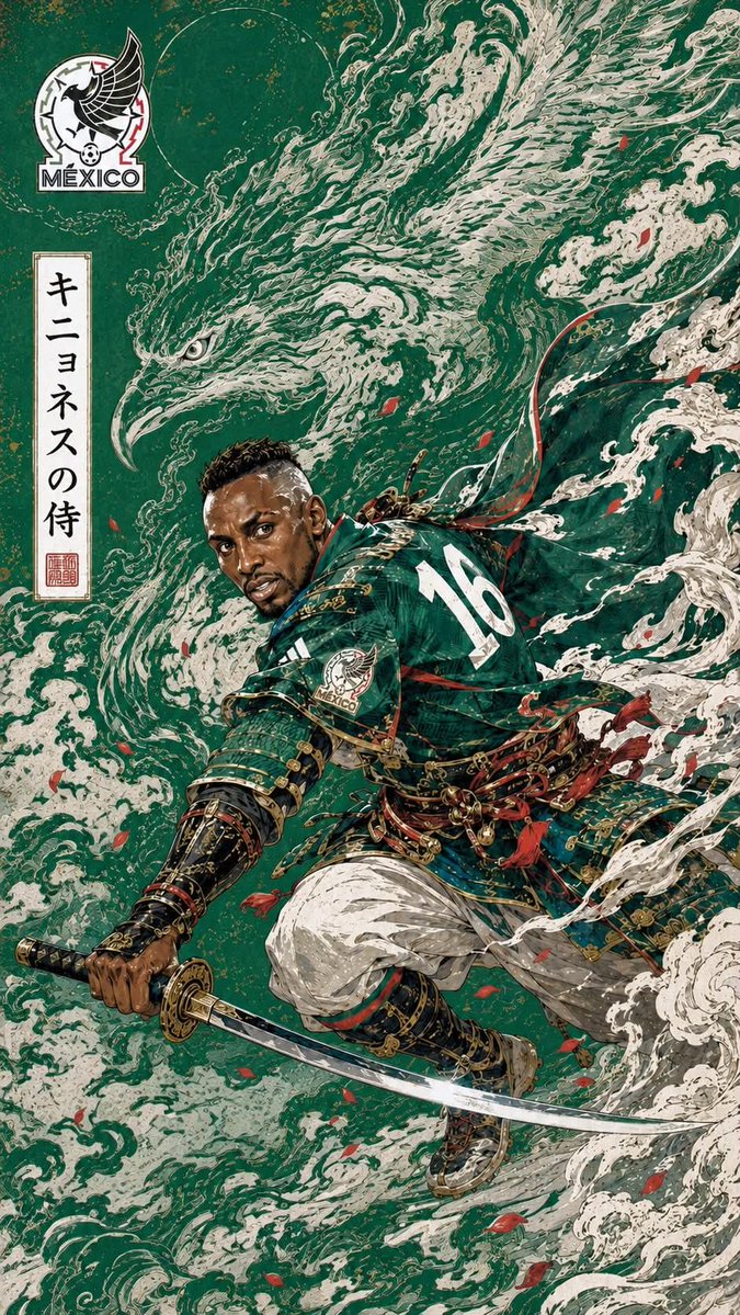 Samurai Footballer Ukiyo-e Sports Poster — AI result, variation 3 of 4