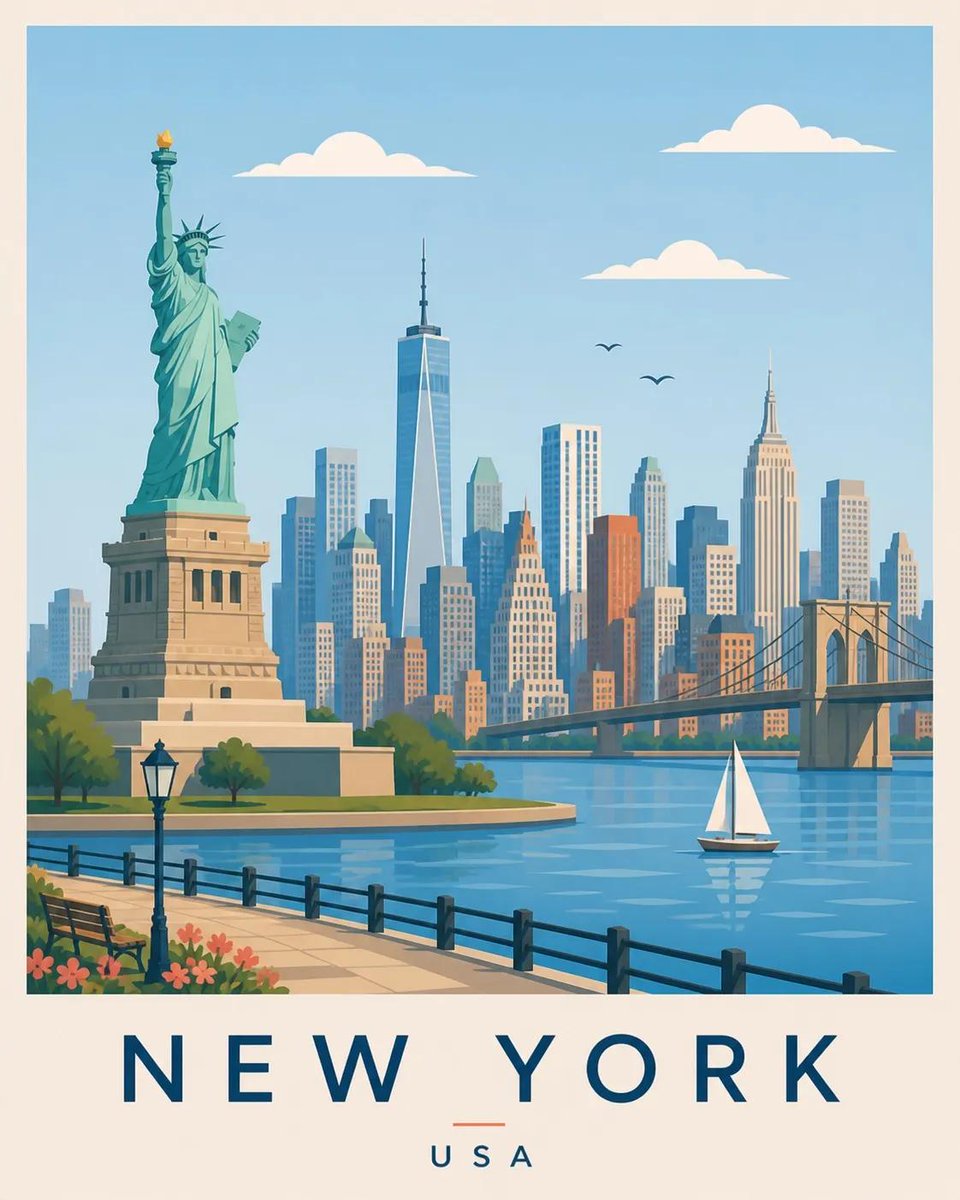 Scandinavian Travel Poster Flat Vector Illustration — AI result, variation 2 of 4