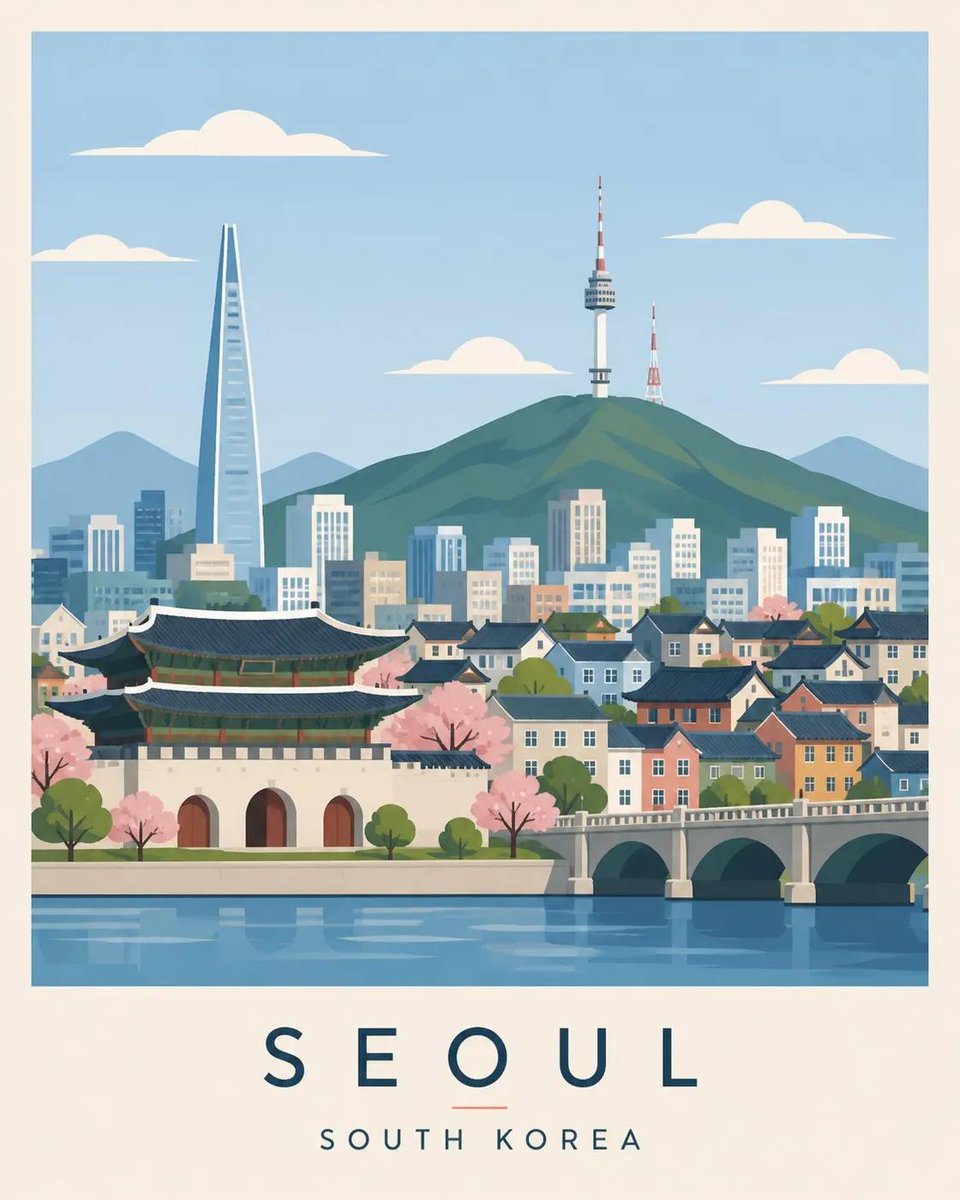 Scandinavian Travel Poster Flat Vector Illustration — AI result, variation 3 of 4