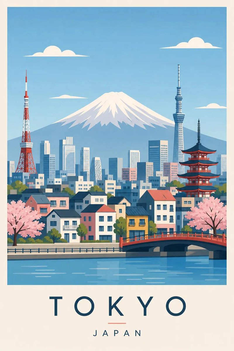 Scandinavian Travel Poster Flat Vector Illustration — AI result, variation 4 of 4