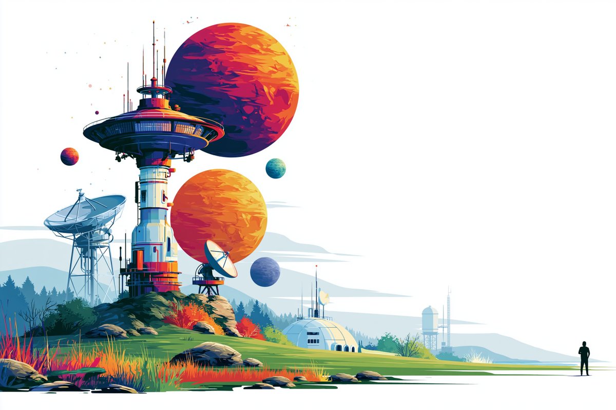 Sci-Fi Space Vector Art With Watercolor Planets — AI result, variation 2 of 4