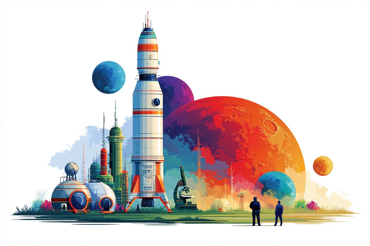 Sci-Fi Space Vector Art With Watercolor Planets — AI result, variation 3 of 4