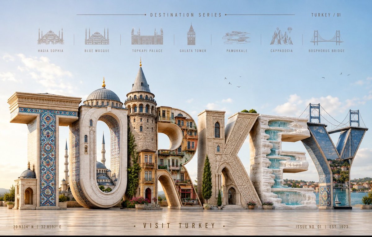 Sculpted City Name Travel Poster Design — AI result, variation 4 of 4