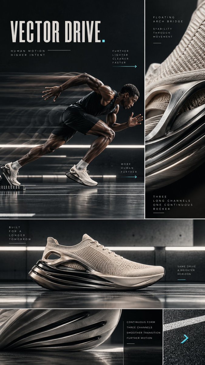 Sculptural Sneaker Panel Layout in Obsidian and Titanium — AI result, variation 2 of 4