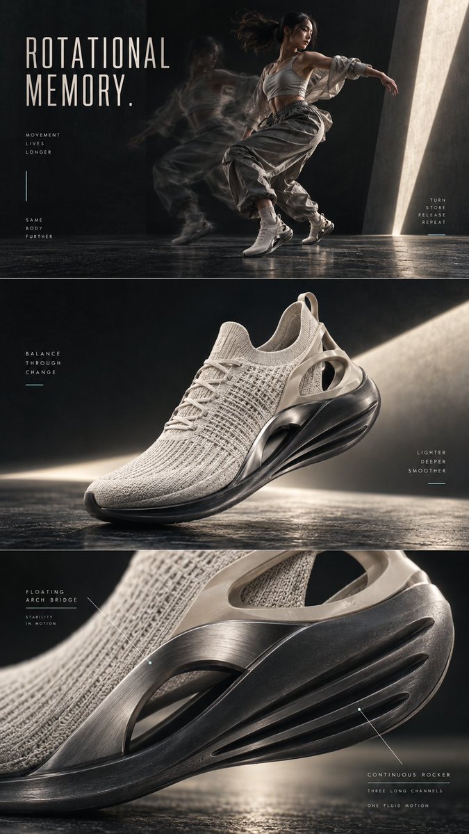 Sculptural Sneaker Panel Layout in Obsidian and Titanium — AI result, variation 4 of 4
