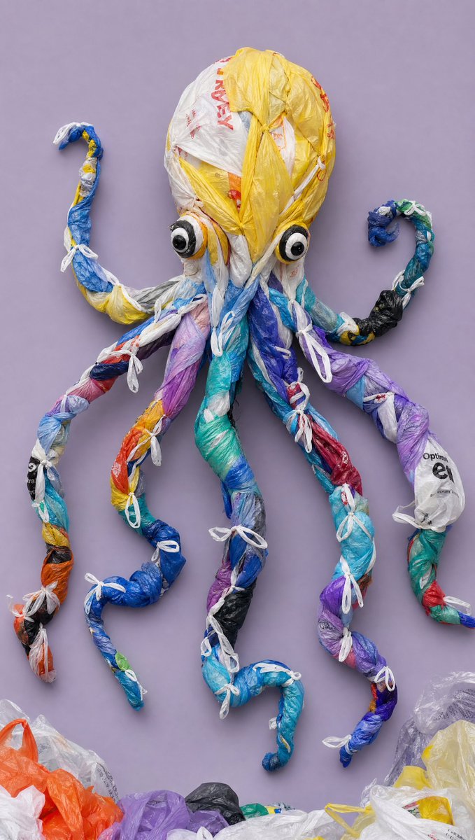 Sea Creature Sculpture from Shopping Bags — AI result, variation 2 of 4