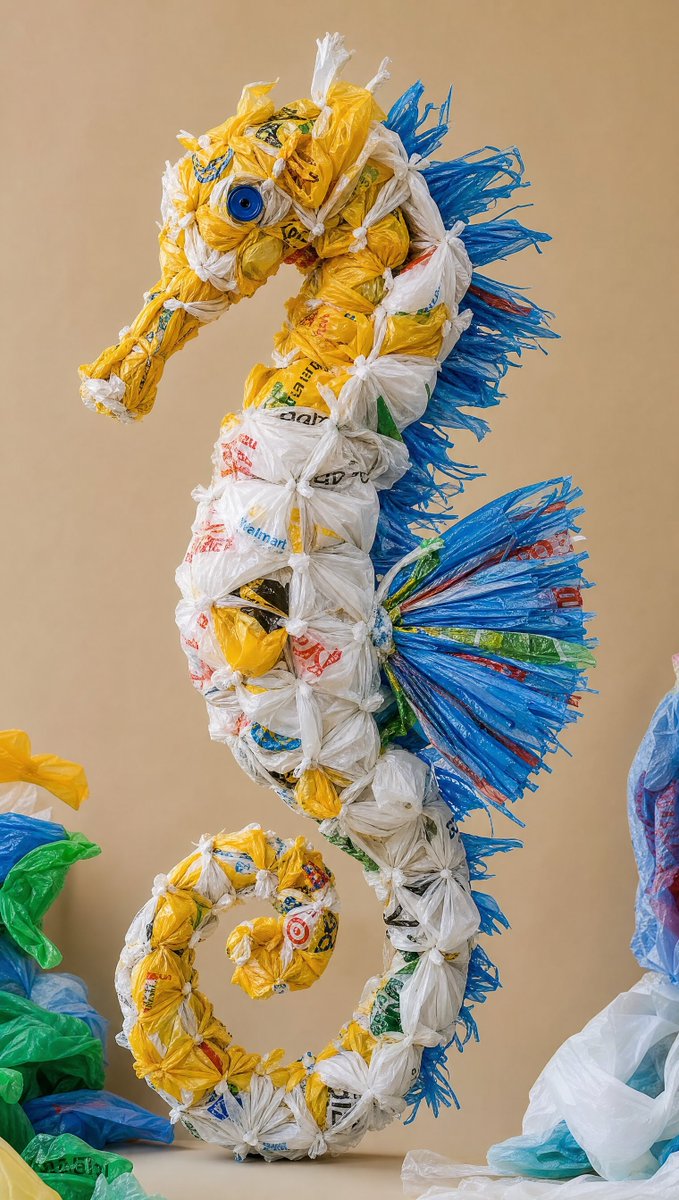 Sea Creature Sculpture from Shopping Bags — AI result, variation 3 of 4