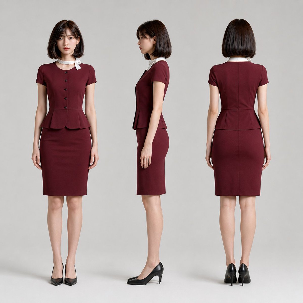 Secretary Uniform Character Sheet in Photorealistic Style — AI result, variation 4 of 4