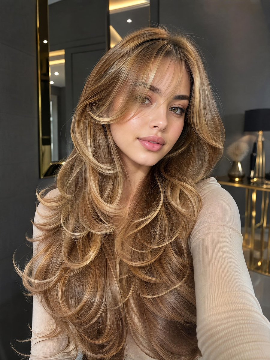 Selfie in a Luxury Interior with Honey Waves — AI result, variation 2 of 2