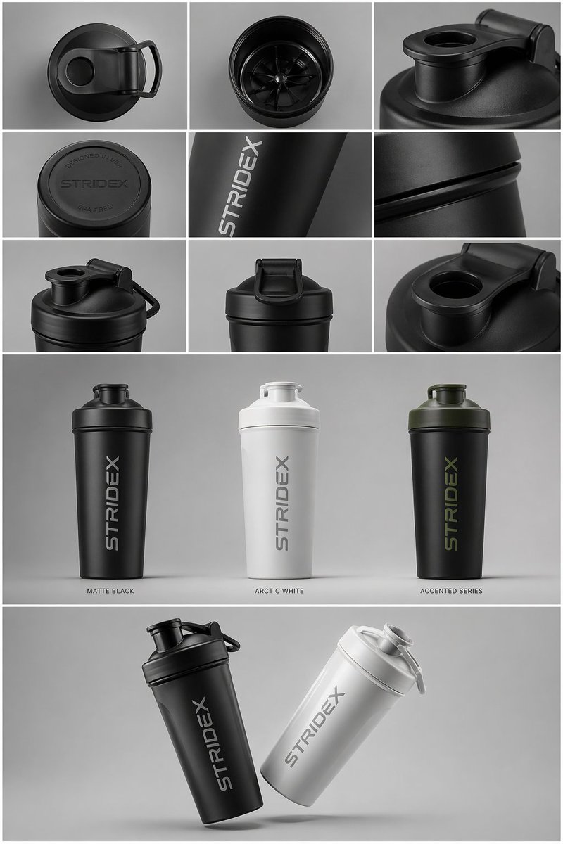 Shaker Bottle Industrial Design Sheet Grid — AI result, variation 2 of 2