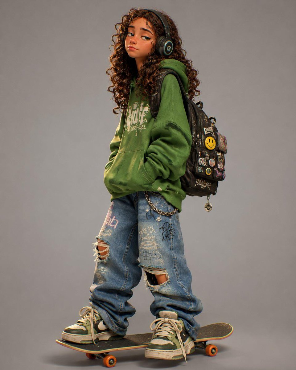 Skater Character 3D Cartoon With Hoodie — AI result, variation 2 of 4