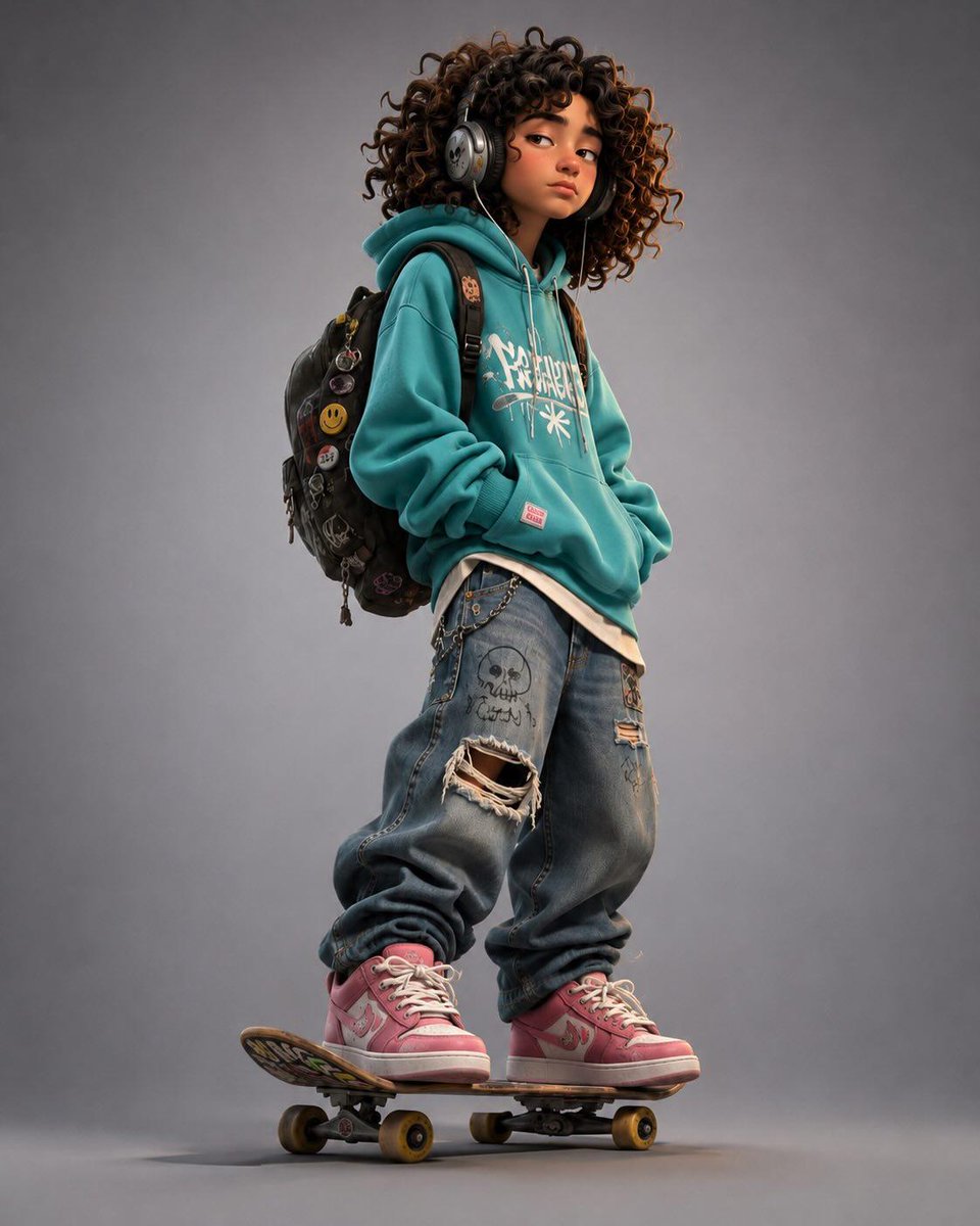 Skater Character 3D Cartoon With Hoodie — AI result, variation 3 of 4