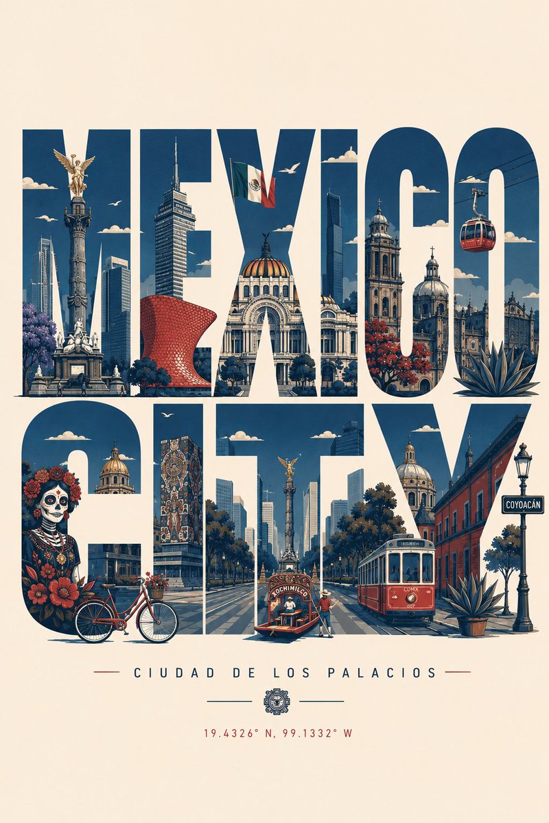 Skyline Letterform Poster in Flat Vector — AI result, variation 2 of 4
