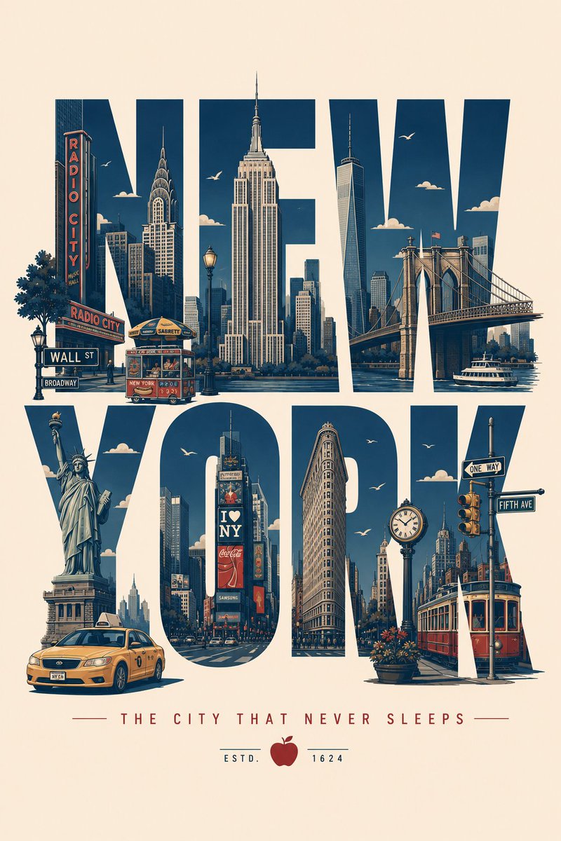 Skyline Letterform Poster in Flat Vector — AI result, variation 3 of 4