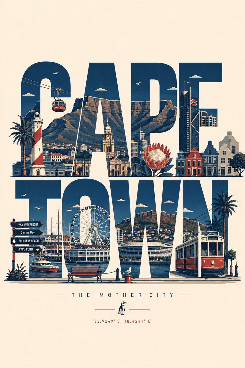 The city name fills the artwork in bold uppercase, with its landmarks, bridges and street details woven into the letters. A limited navy, cream, red and…