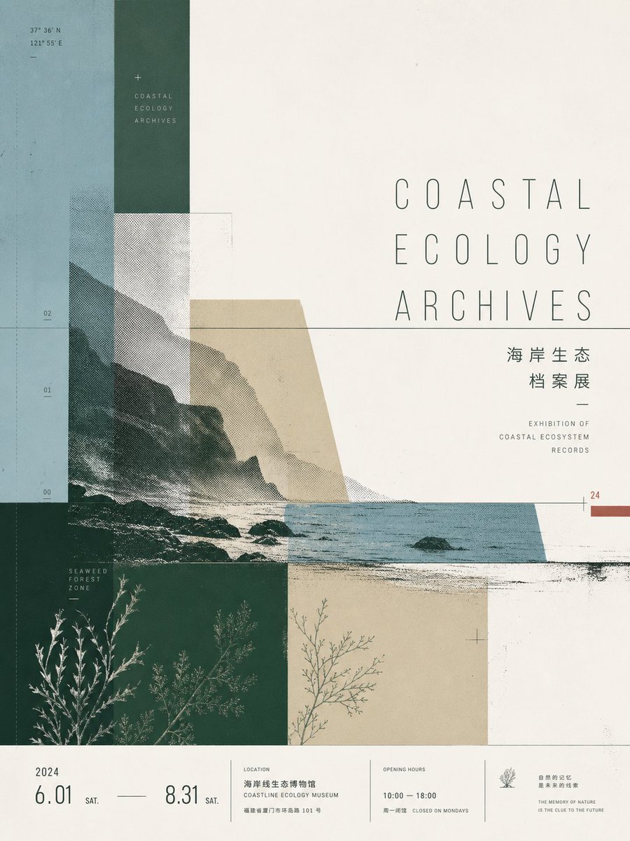 Sliced Geometric Poster With Coral and Green Blocks — AI result, variation 3 of 4