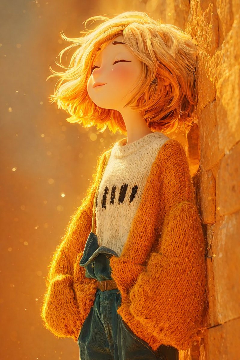 Smiling Girl in Cozy Autumn 3D Portrait — AI result, variation 2 of 2