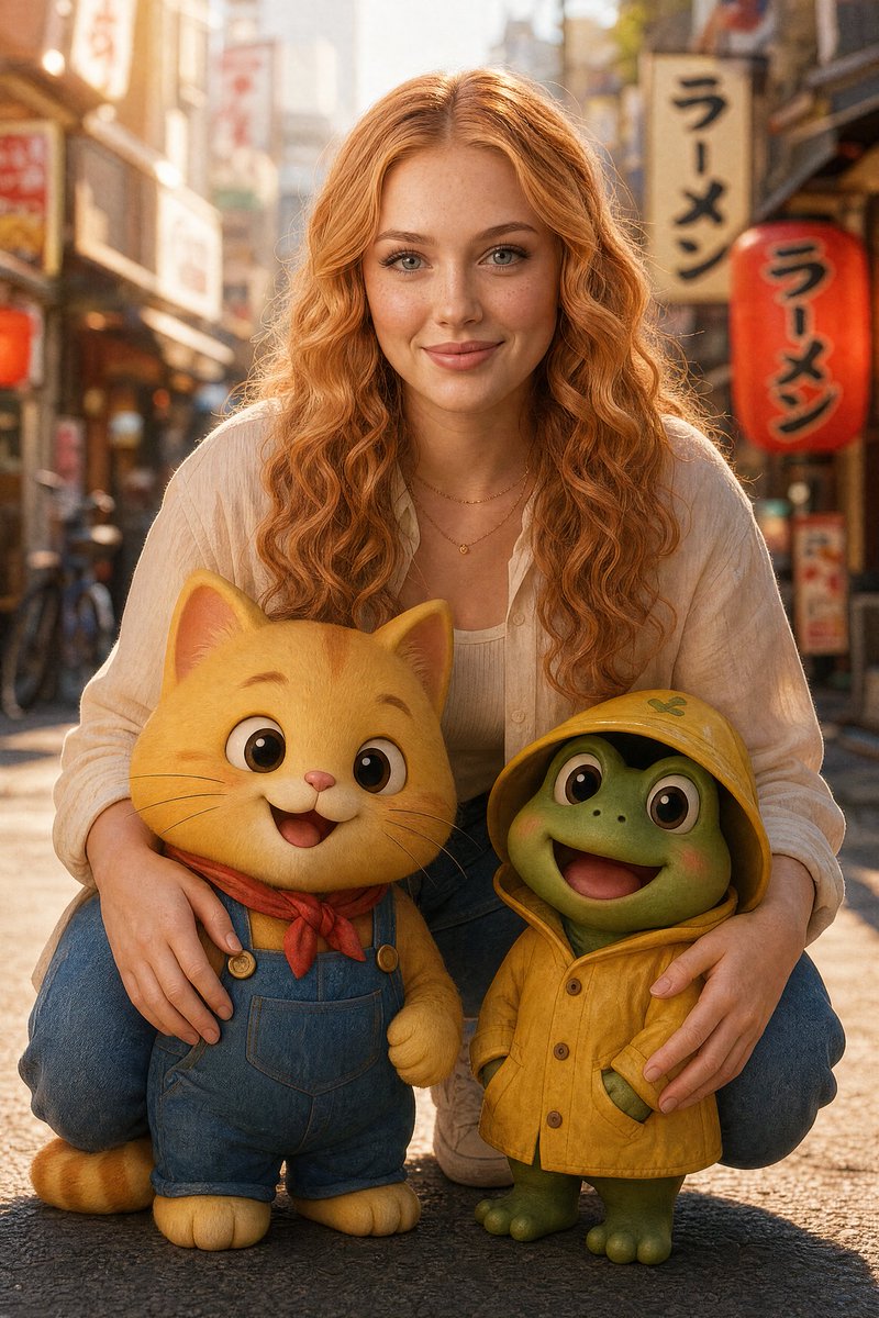 Smiling Woman With Retro 3D Cartoon Kids Portrait — AI result, variation 2 of 2
