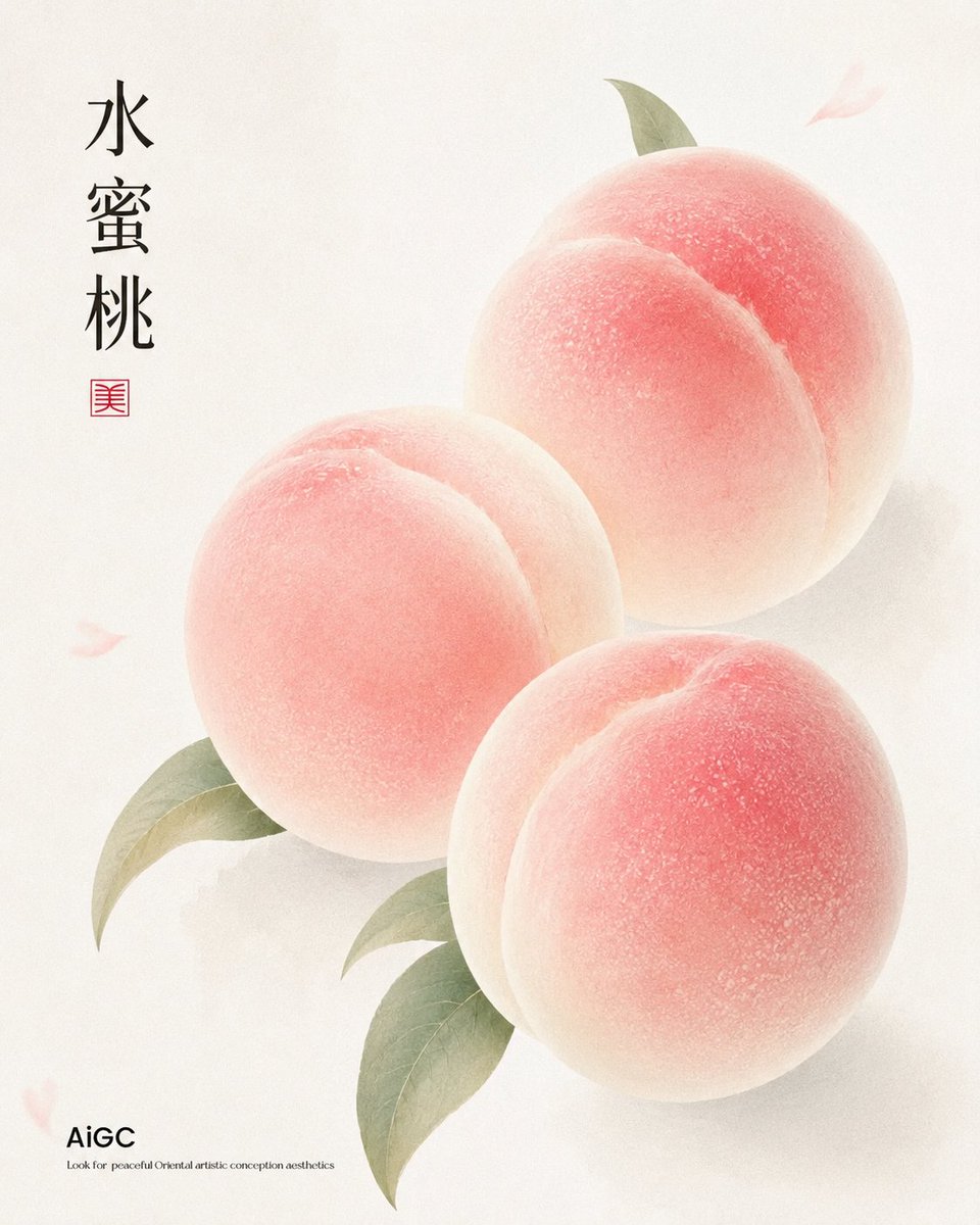 Soft Watercolor Fruit Print with Chinese Calligraphy — AI result, variation 2 of 3