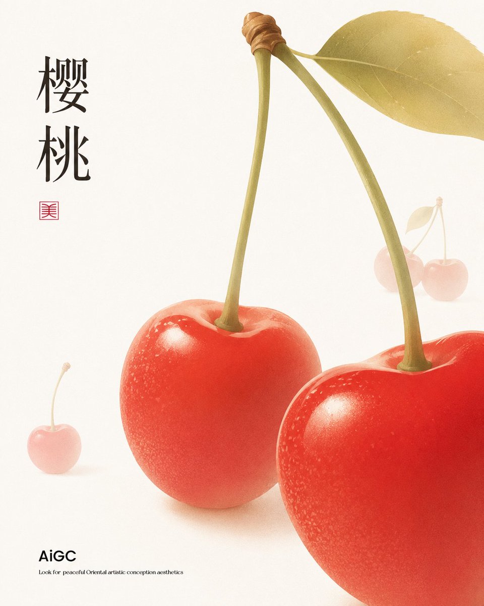 Soft Watercolor Fruit Print with Chinese Calligraphy — AI result, variation 3 of 3