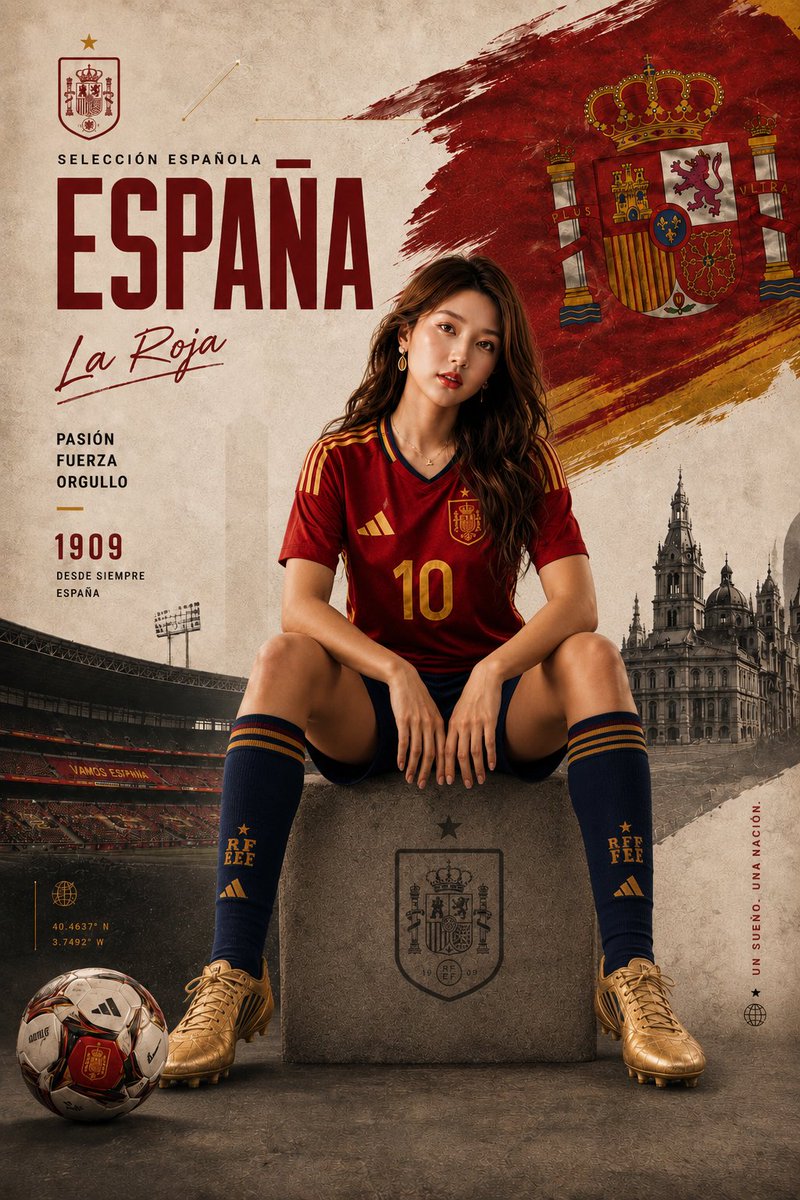 Spanish Footballer Stadium Poster in Red and Gold — AI result, variation 2 of 2