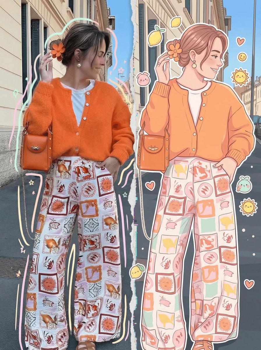Split Photo and Cartoon Portrait Transition — AI result, variation 2 of 3
