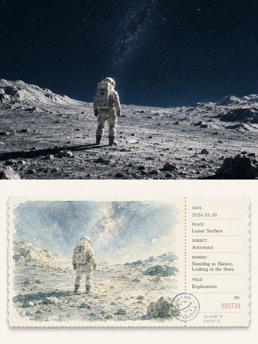 Split Photo Poster With Watercolor Travel Sketch — AI result, variation 2 of 4