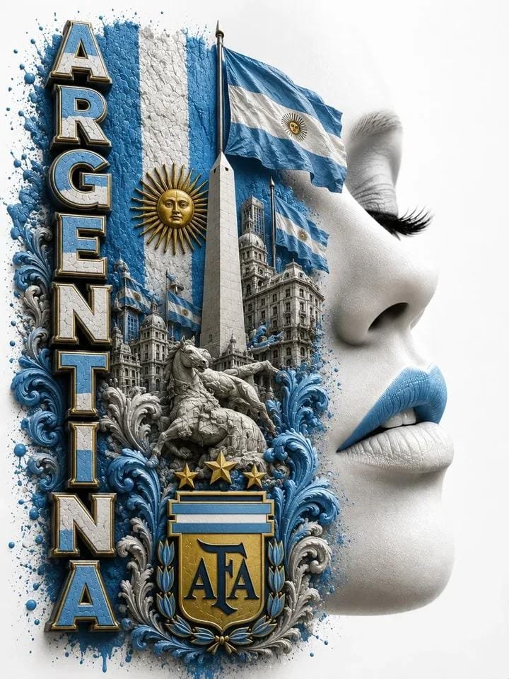 A vertical poster divides into two halves: a clean white porcelain profile on the right and a textured national collage on the left, with 3D sports lettering…